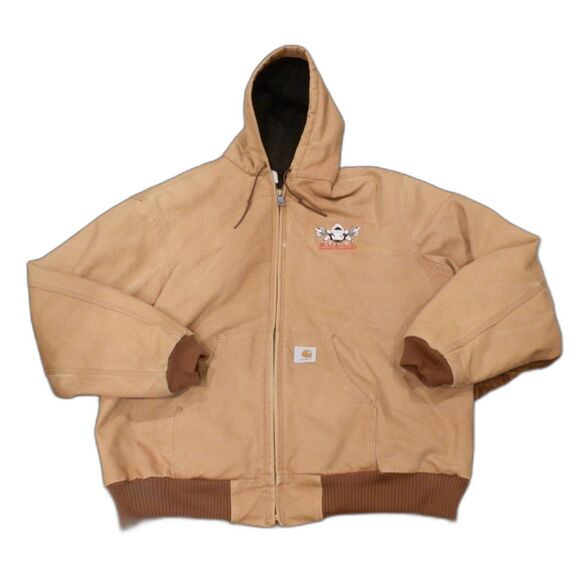 Carhartt Jacket Coat Khaki Brown BULLS Shipping Logo Men's Size 2XL Tall - Picture 1 of 6